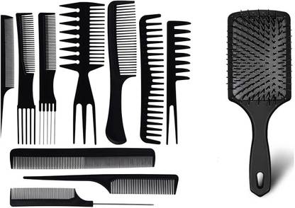 skyowings 10pcs Hair Comb Set Hair Grooming Set Rat Tail Comb, Wide Tooth Comb, Detangling Comb, Hair Brush Comb, Barber Combs for All Hair Types & Styles with Hair Cushion Paddle Brush