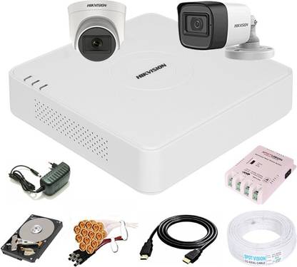 HIKVISION 4 Channal Turbo HD H.265 DVR 1Pcs,Outdoor Camera 5 MP Turbo HD AUDIO 1Pcs,Indoor Camera 5 MP Turbo HD AUDIO 1Pcs,500 GB Hard Disk,Full combo set Security Camera