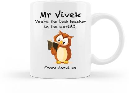 SHRISUMAN Best Teacher gift coffee mug, with print any name on cup Latest design Ceramic Coffee Mug