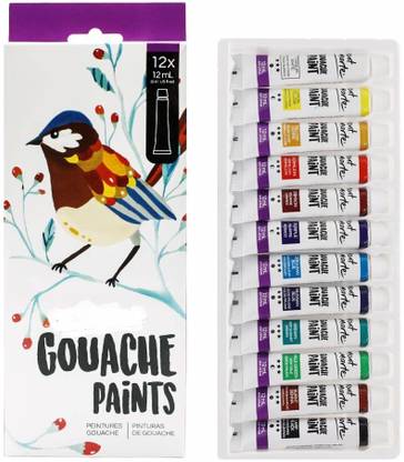 Levin Gouache Set - 12 Pieces, 12 ml Tubes - Ideal for Gouache Painting - Brilliant, lightfast Gouache Colours with Great Opacity - Perfect for Beginners, Professionals and Artists