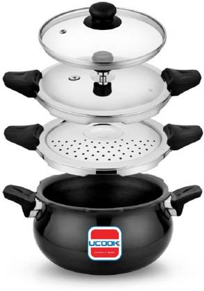 UCOOK By United Ekta Engg. Smart 3 in 1 Multipurpose All in one 5 L Outer Lid Induction Bottom Pressure Cooker