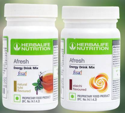 HERBALIFE ENERGY DRINK MIX AFRESH TULSI (50g) + AFRESH ELAICHI (50g) SET OF 2 Plant-Based Protein