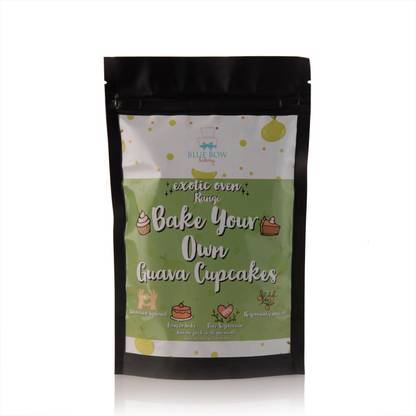 blue bow bakery Guava Cupcake Mix | Instant Cupcake Premix | Pressure Cooker Cupcakes | Oven Cupcakes | Vegetarian | Contains Real Fresh Fruit Compote | Easy To Make | Exotic Oven Range 300 g