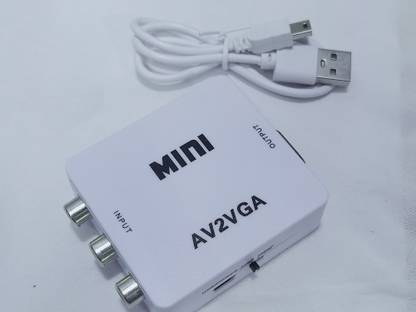 TERABYTE Mini AV to VGA Converter Box Audio Video to VGA Converter, AV RCA to VGA Converter, Setup Box connect to VGA LED Monitors Media Streaming Device