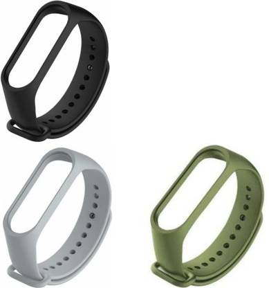 HEQA xiaomi Mi band 3 and band 4 soft silicone strap belt wristband ( combo pack of 3 straps) Smart Band Strap