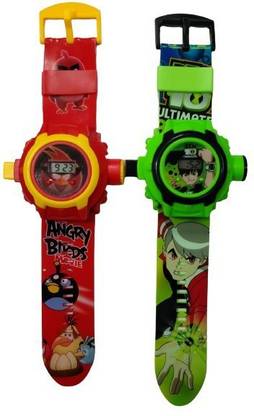 MindsArt Combo Angry Birds & Chhota Bheem Projector With 24 Images( Multicolor) For Both Girls And Boys( Red Color Angry Bird) ( Green Chhota Bheem Projector With 24 Images)