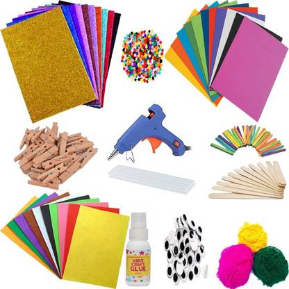 anjanaware DIY Art and Cra ft Materials Kit Hobby Decoration Items With Glue Gun Woolen Craft For Kids