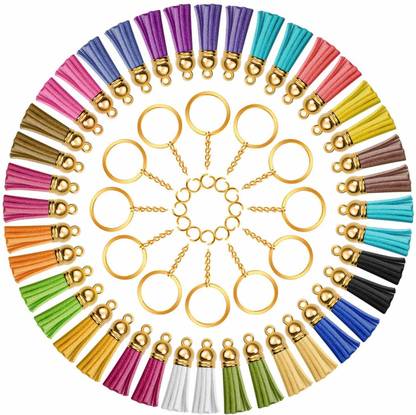 Nature Arts and Colours Anezus 150Pcs Keychain Tassel Set Including 50Pcs Tassels, 50Pcs Jump Rings and 50Pcs Key Rings with Chain Bulk for Acrylic Blank Keychains