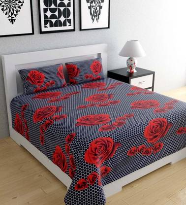 MH PRODUCT Polycotton King Flat 144 TC Floral Bedsheet