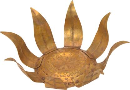 Kalarambh Bharat Haat Brass Leaf Candle Stand (6.9 x 6.9 x 2.3 Inches) Brass 1 - Cup Candle Holder
