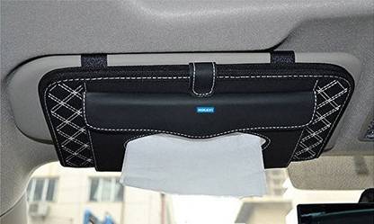 nikavi Double-Deck Auto Car Visor CD/DVD Bag Storage Holder/Tissue Paper Holder (White LINE) Vehicle Tissue Dispenser
