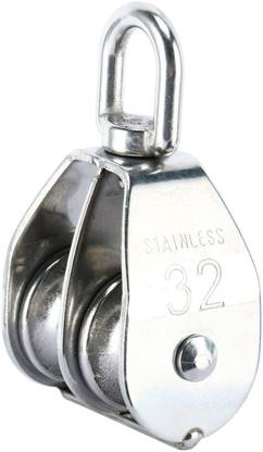 Vinayakart 32 mm Stainless Steel Double Wheel Block Climbing Pulley M 32 Climbing Pulley
