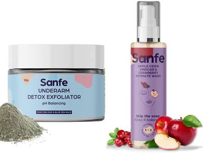 सैनफे Underarm Detox Exfoliator Scrub with Apple Cider Vinegar & Cranberry Intimate Wash for Womens
