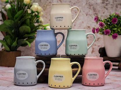 SHREE JI COLLECTION Elegant Cup Milk Ceramic Coffees Restaurant Coffee, Medium-Sized Multicolor Perfect for Coffees for Home Office 150 ml (Multicolor- Set of 6) Ceramic Coffee Mug