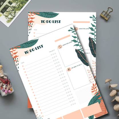 INNAXA To Do List Notepad - 50 Sheets (5.5" x 8.5") to-Do's Notepad Tear Off, Planning Memo Pad, Planner Checklist Organizing - Made in India - Simple Script - College-Ruled (Pack of 2) A5 Desk Planner Blank 50 Pages