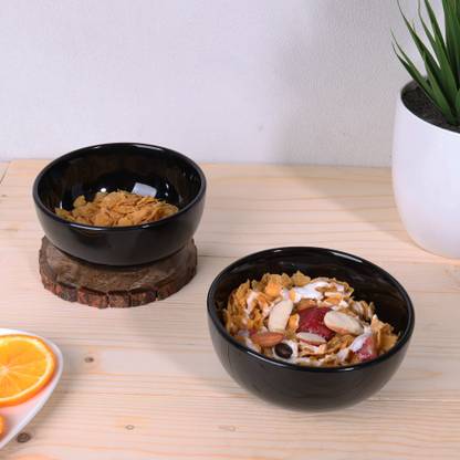 Ariane Porcelain Soup Bowl 9 Ounce Small Cereal and Soup Bowls, Sturdy Porcelain Bowl, Dishwasher Microwave Safe, Portion Control Bowls for Ice Cream Dessert Rice, Black Set Of 2