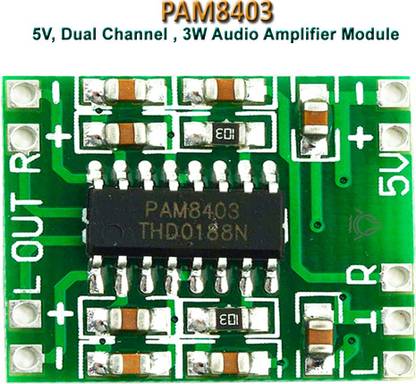 TAUREAU PAM8403 Audio Amplifier, Class-D Mini Digital Amplifier Board , 2 x 3 Watt Stereo (3W + 3W Dual Channel) Output, 5V DC Input Educational Electronic Hobby Kit