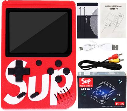 Aseenaa 400 in 1 SUP Super Game Box with Rechargable Gaming Console Toy for Kids | Battery Operated LED Screen Handheld Playing Set | Portable TV Connect Video Retro Classic Games Toys | Color : Red 8 GB with Arcade retro games, Logic & math, Sports, Puzzle, Arcade, Shooting, Action, Racing, Fighting games, Strategy, Adventure, Card games and more
