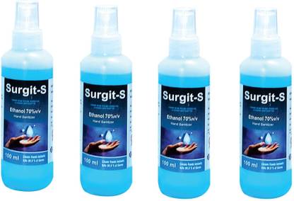 Meditol Surgit Sanitize  | 70% Alcohol Based Sanitizer 100ml Pack of 4 Hand Sanitizer Can