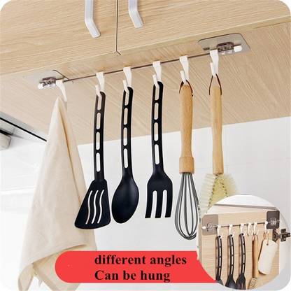 HFX 1 Pcs Stainless Steel 6 Hook Hanger Hook Rail 6