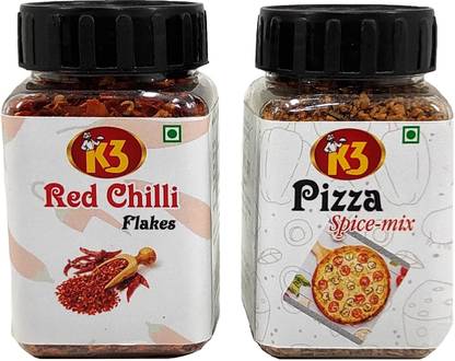 K3 Masala Red Chilli Flex (50g), Pizza Seasoning Spice Mix(50g) (Pack of 2)