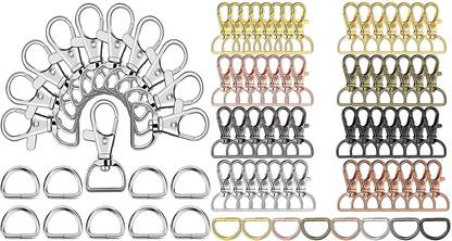 DIY Crafts Swivel Snap Hooks and D Rings, Metal Swivel Lanyard Snap Hook, Slide Buckle for Bags, Wallets and Luggage Supplies (1 Pc Swivel Snap D Hooks, Nickel Silver) Key Chain