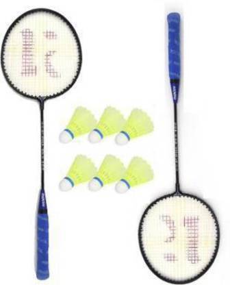 KNK Single Shaft Badminton Racket Pack Of 2 Piece Badminton With 6 Piece Nylon Shuttle Badminton Kit