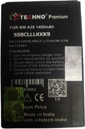 TECHNO Mobile Battery For  MICROMAX Micromax A28