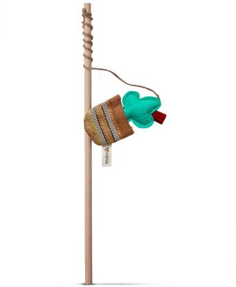 fofos Cat Toys-Cactus Wand Phoenix Cat Wand Teaser Toy | US Grade Catnip Inside | For Kittens + Older Cats | Durable Wooden Stick + Robust Rope | Cactus Plush Toy | Durable Pet Toy Wooden Stick For Cat