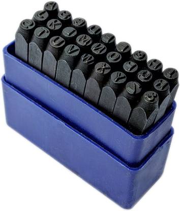 Luxuro Economy Letter Punch Set 3/16 Inches-4.8mm-Black Finish|27 Stamps Hardened Steel Punches & Punching Machines