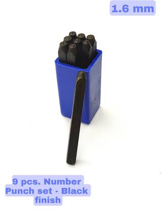 Luxuro 9 Stamps Number Punch Set 1/16" - (1.6 mm) Hardened Steel/Metal Die Jewelers with Case Punches & Punching Machines