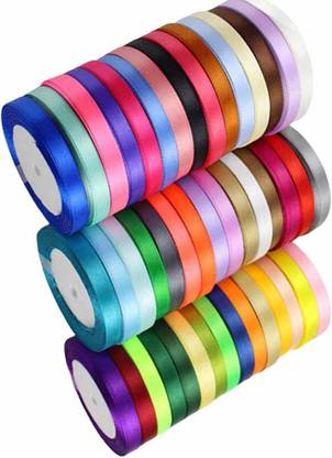 DIY Crafts Polyester Ribbon for Floral Arrangement, Bouquet, Big DIY Artwork Projects | No Fading Woven Ribbon 5/8 Inches Face Solid Satin Ribbon Roll (Shade No # 16, 15mm 5/8" inch 36 Yards) Multicolor Satin Ribbon