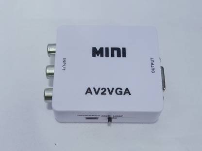 TERABYTE Mini AV RCA to VGA Video with Audio to PC HDTV Converter Box Audio Video to VGA Converter, Setup Box Connect to VGA LED Monitors Media Streaming Device
