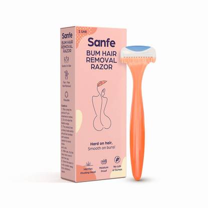 Sanfe Bum Hair Removing Razor for women with mid pivot hair removing technology - Pack of 1 | Reusable | With Pure Vitamin C & Peach Extracts | Smooth finish | Easy Hair Removal | Painless Hair Removal, Women