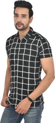 पुरुषों के लिए चेकर्ड कैज़ुअल काला  शर्ट