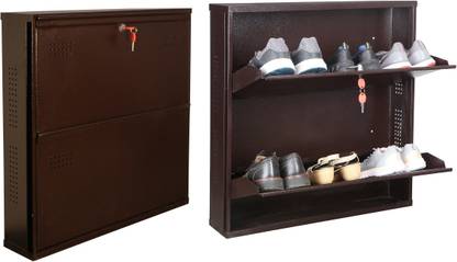 Laxmi kapat Wall Mounted Shoe Rack with Central Locking System Metal Rack 28 x28 x 6 inch Metal Shoe Rack