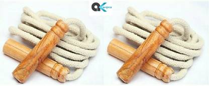 A.K (Pack Of 2Pcs) Cotton Jumping Rope With Wooden Handle Speed Freestyle Skipping Rope