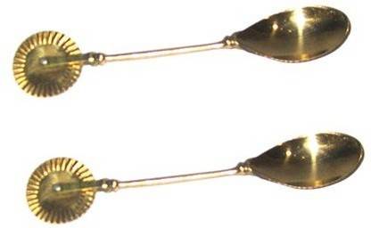 Agromech Brass Table Spoon With Firki Wheel (Pack of 2) Brass Table Spoon Set