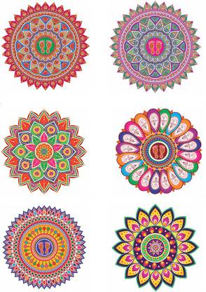 god & god's 24 cm Rangoli Set of 6 Combo 01 Self Adhesive Sticker