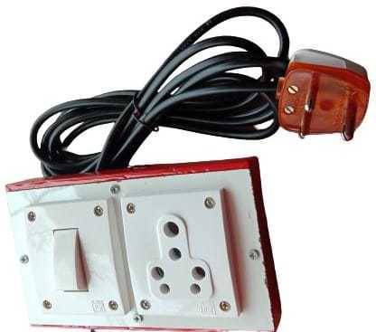 Kristina Surge protector Handmate, Wooden Material, Portable Electrical, Switch Board, Extension Board 1 Switch 1 sockets with in 1 Attached 3 Pin Power Plug and 5 meter Wired. (Heavy Load) 1  Socket Extension Boards