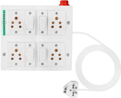 MOZZBY xtension Board with Long Wire 10 Meter (1.5) MM 4 Socket 4 Individual Switches Power Extension Cord 6 Amp 4  Socket Extension Boards