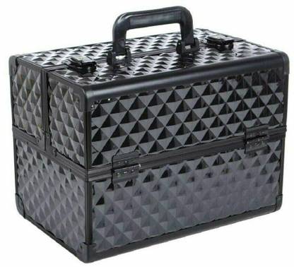 B MARK Aluminum Professional Makeup Vanity Case Extra Large Cosmetic Box Bag Black Vanity Box Vanity Box