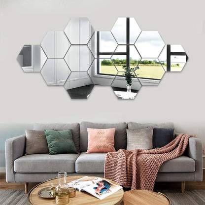 meraki mart 12.1 cm HEXAGON (PACK OF 20) SILVER Self Adhesive Sticker