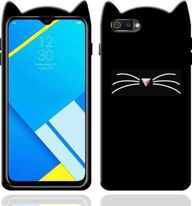 onrain Back Cover for Realme C2 3D Cat Mustache Cute Beard Silicon Case