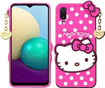 Flaaffy Back Cover for Samsung Galaxy A02 - Hello Kitty Case | 3D Cute Doll | Soft Girl Back Cover with Pendant