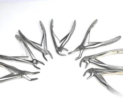 Polodent Extraction Forceps Kit, Set of 7 pcs (Stainless Steel) Dental Elevator