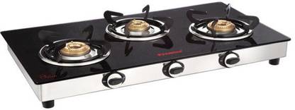Premier Sparking Toughened Glass Top LPG Stove 3 Burner Manual M3X Glass Manual Gas Stove