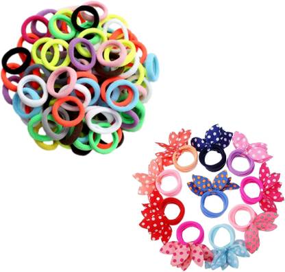 alamodey Pack of 60 (36 Pcs Round and 24 Pcs Rabbit Ear Shape) Rubber Bands Makeup Headband
