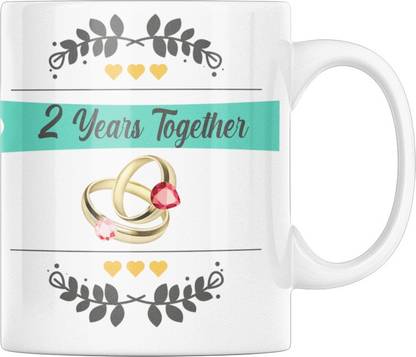 RINKON Happy Marriage Second Anniversary Gifting Best Wedding Special Gift Couple Anniversary Gift For Mother Father Husband Wife Friend Wedding Gifts Couples Bride Groom Engagement Gift Wedding Together Love Ceramic Coffee Mug