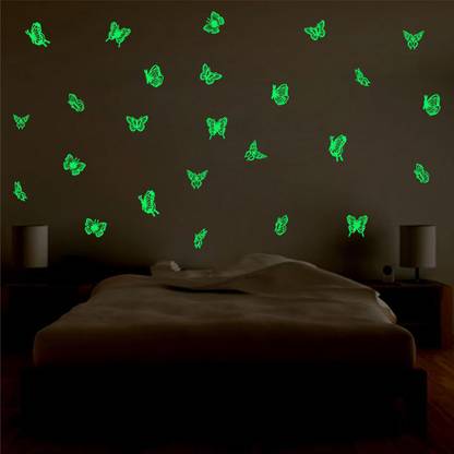 Decoration Designs 28 cm glowing Butterfly Fluorescent Luminous Stickers, Night Glow Stickers Glow in Dark Stickers Perfect Gift Kids Boys Girls Self Adhesive Sticker